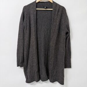 Eileen Fisher Wool Blend Open Front Cardigan Size L Brown Minimalist Capsule
